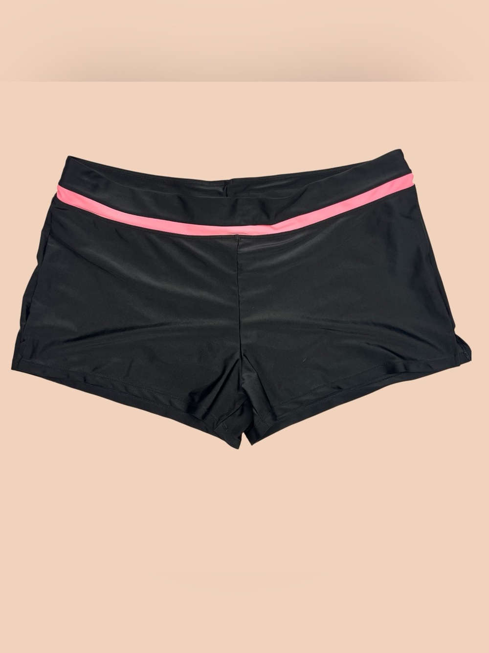 ZeroXposur Swimwear XXL 18 Black w/Coral Peach Stripe Swim Shorts inside Brief